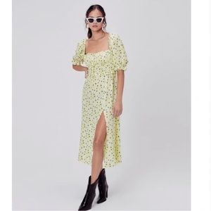 For Love & Lemons Chrysanthemum Midi Dress Lemonade